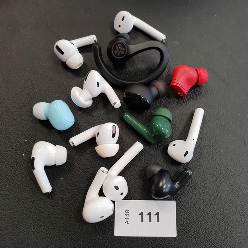 111 - SELECTION OF FOURTEEN LOOSE EARBUDS
including Apple, Jlab and Beats (14)