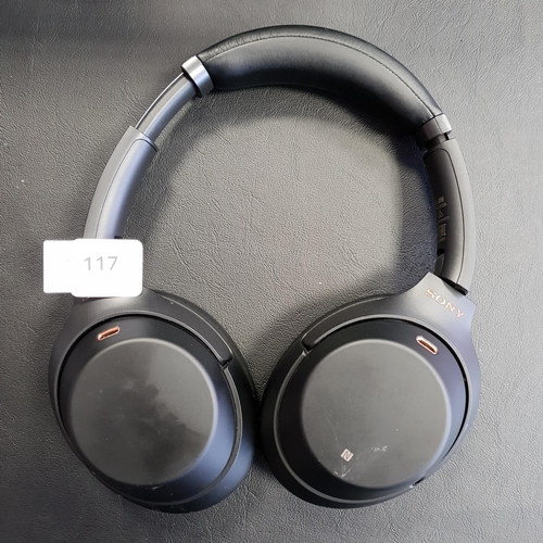 117 - PAIR OF SONY WH-1000XM3 ON-EAR WIRELESS NOISE CANCELLING HEADPHONES
Note: Pads are worn