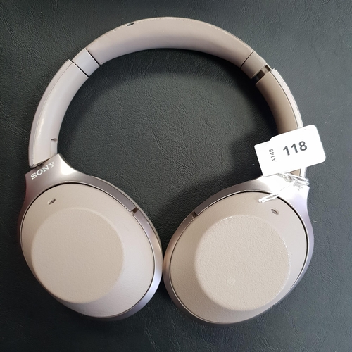 118 - PAIR OF SONY WH-1000XM2 HEADPHONES 
Note: ear pads slightly worn and dirty, covering over ears is al... 