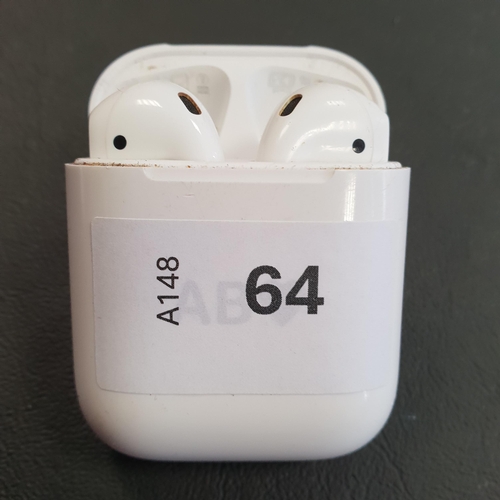 64 - PAIR OF APPLE AIRPODS 2ND GENERATION
in Lightning charging case
Note: With personalisation 'AB heart... 