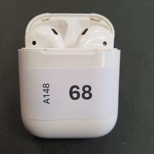 68 - PAIR OF APPLE AIRPODS 
in Lightning charging case
Note: earbud model numbers not visible as too worn... 