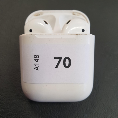 70 - PAIR OF APPLE AIRPODS 
in Lightning charging case
Note: earbud model numbers not visible as too worn... 