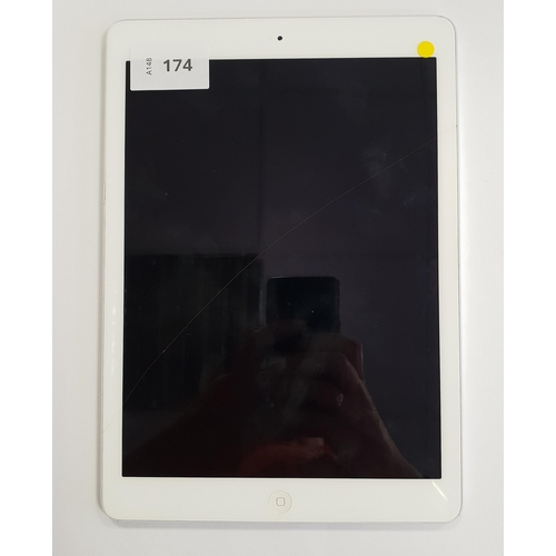 174 - APPLE IPAD AIR - A1474 - WIFI 
serial number DMPMG4V0FK15. Apple account locked. Crack to screen
Not... 