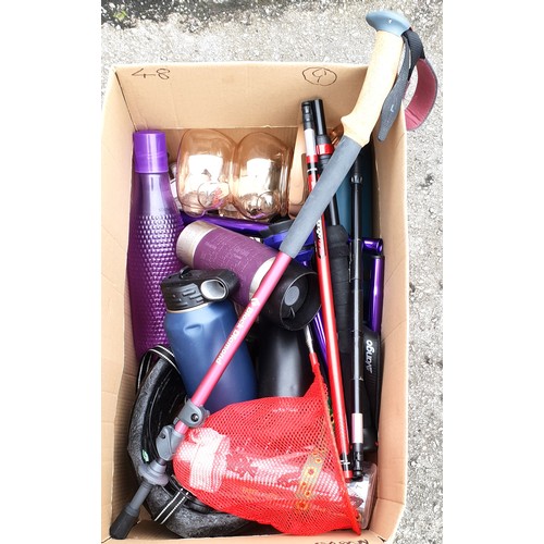 48 - ONE BOX OF MISCELLANEOUS ITEMS
including water bottles, hiking poles, screwdriver sets, tools and to... 