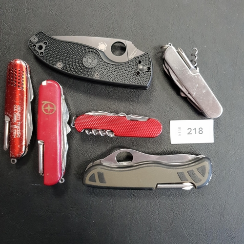 218 - SIX SWISS ARMY KNIVES
of various sizes and designs
Note: You must be over the age of 18 to bid on th... 