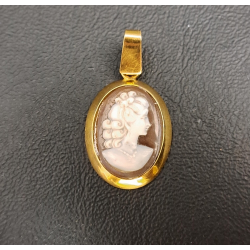 102 - CAMEO PENDANT
in twenty-one carat gold mount, 3.2cm high