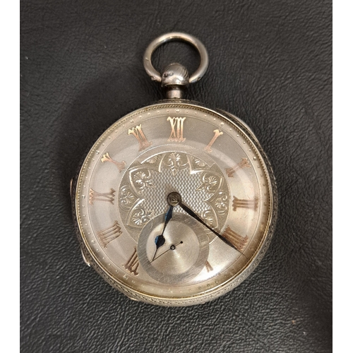 118 - LARGE VICTORIAN SILVER POCKET WATCH
the silvered dial with engraved detail, Roman numerals and subsi... 