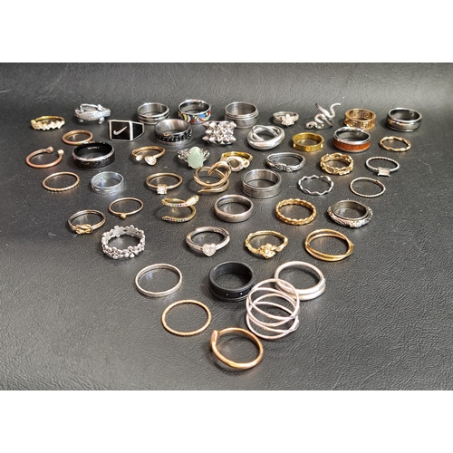 84 - SELECTION OF SILVER AND OTHER RINGS
including enamel and stone set examples, 1 box