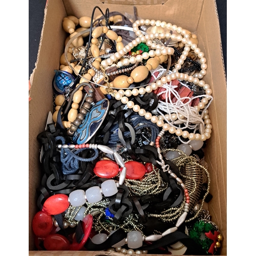 107 - SELECTION OF COSTUME JEWELLERY
including various bead and other necklaces, earrings, brooches, rings... 