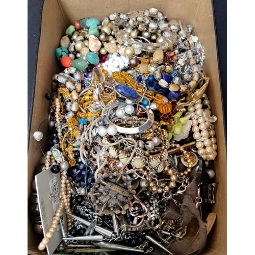 114 - SELECTION OF COSTUME JEWELLERY
including various bead and other necklaces, earrings, brooches, badge... 