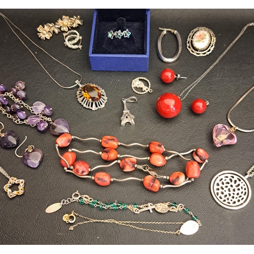 105 - SELECTION OF SILVER AND OTHER JEWELLERY
including a boxed Swarovski crystal ring, a pair of Links of... 