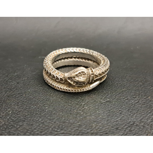 141 - GUCCI SILVER SNAKE RING
the entwined snake with detailed scales and face, ring size U-V and approxim... 