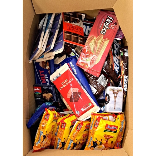 46 - ONE BOX OF CONSUMABLE ITEMS
including chocolate bars, sweets, and noodles