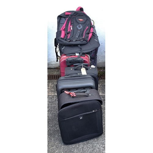 5 - SELECTION OF SIX SUITCASES, TWO RUCKSACKS AND ONE HOLDALL
including London Fog, Airway, Tripp and Ri... 