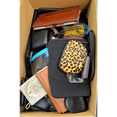 55 - ONE BOX OF PROTECTIVE CASES AND PURSES AND WALLETS