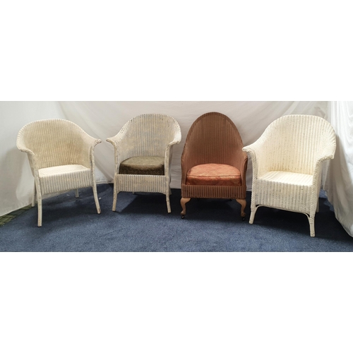 432 - THREE LLOYD LOOM STYLE ARMCHAIRS AND A BEDROOM CHAIR
some with spring seat, some Lloyd Loom labels, ... 