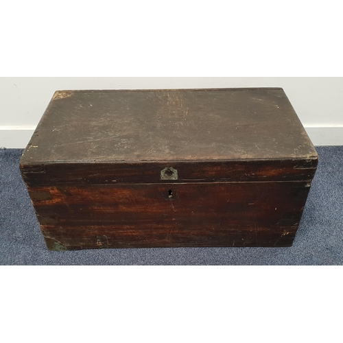 438 - VICTORIAN OAK CAMPAIGN CHEST
with brass mounts, some missing, lock missing, 76 x 35 x 41cm