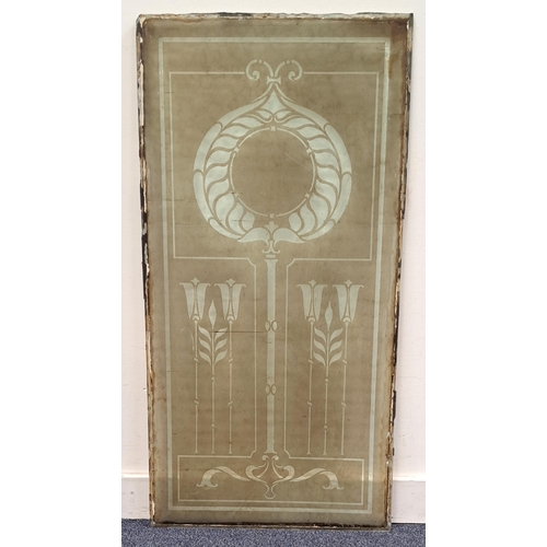 458 - LARGE GLASGOW SCHOOL ACID ETCHED GLASS PANEL
depicting Tulips and other nature motifs, 48 x 94cm