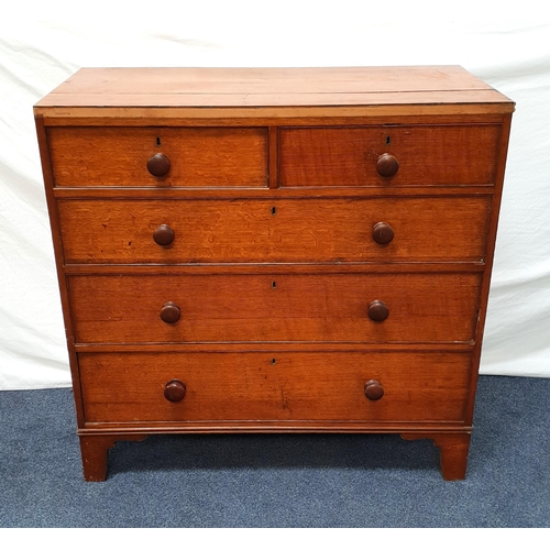 440 - VICTORIAN OAK CHEST OF DRAWERS
two over four drawers, with oak handles, with old label on back in sc... 