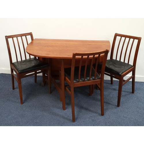 470 - MID CENTURY TEAK GATE LEG DROP LEAF TABLE
with rounded ends, branded 224 underneath, folding down to... 