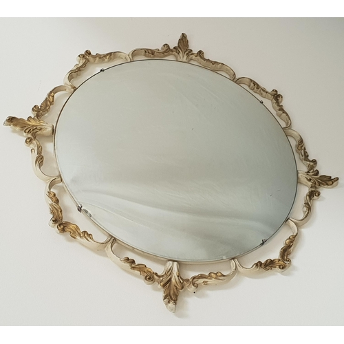 454 - VINTAGE CONVEX WALL MIRROR
in white and gilt frame, 55 x 55cm