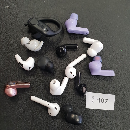 107 - SELECTION OF FOURTEEN LOOSE EARBUDS
including Apple and JBL (14)