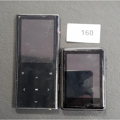 160 - TWO MP3 PLAYERS
comprising an OnTrack Ash 8GB MP3 player; and a Swofy M4 MP3 player, 32GB (2)