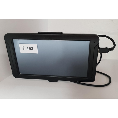 162 - ROHS MEDIA TABLET AND SAT NAV
with windscreen mount and charging cable. Wiped.