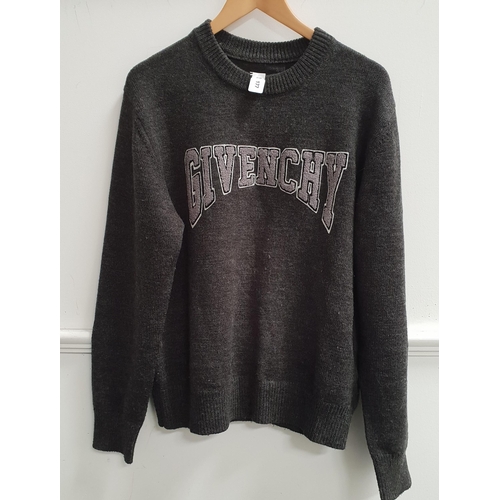 177 - GIVENCHY KNITTED JUMPER
in grey with raised lettering, size S