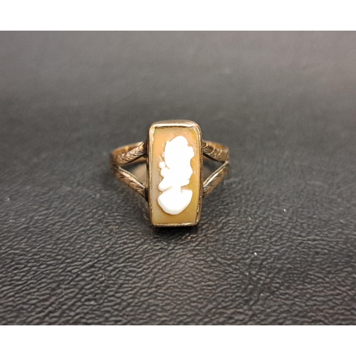 4 - HARDSTONE CAMEO SET ROSE GOLD RING
the cameo depicting a female bust in profile, on nine carat rose ... 