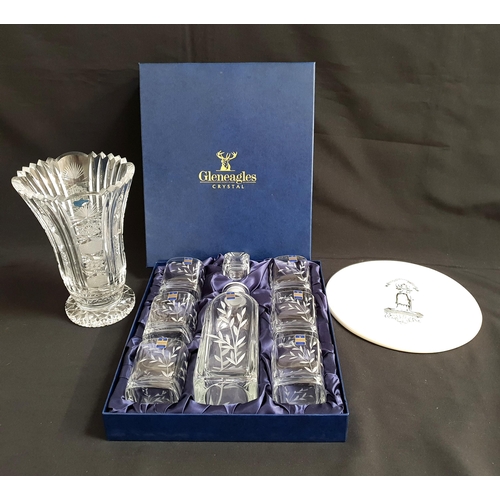 230 - LARGE WATERFORD FOOTED CRYSTAL VASE
labelled 'Waterford Crystal' 25cm high, Gleneagles Crystal Decan... 