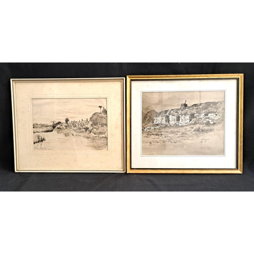 360 - TWO PEN AND INK DRAWINGS
comprising RW Coventry DA, 'Skye croft', signed and dated '69, 43 x 37cm; t... 