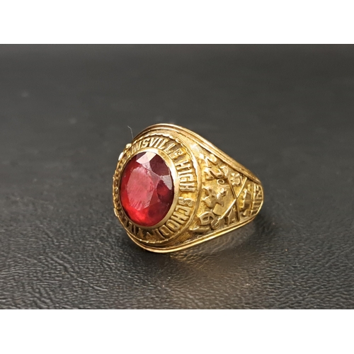 4 - TEN CARAT GOLD JOSTENS AMERICAN COLLEGE RING
for Fieldale Collinsville High School 1977, set with ce... 