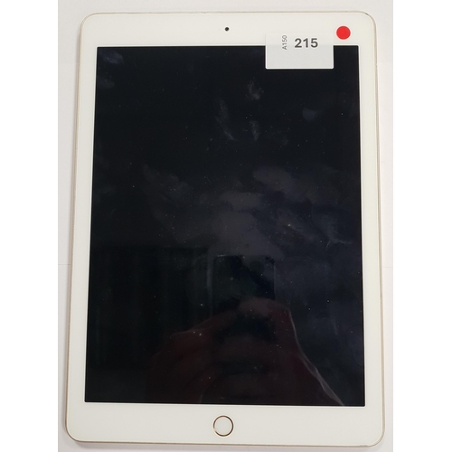 215 - APPLE IPAD 5TH GENERATION - A1822 - WIFI 
serial number GCGVF1VWHP9Y. Apple account locked. 
Note: I... 