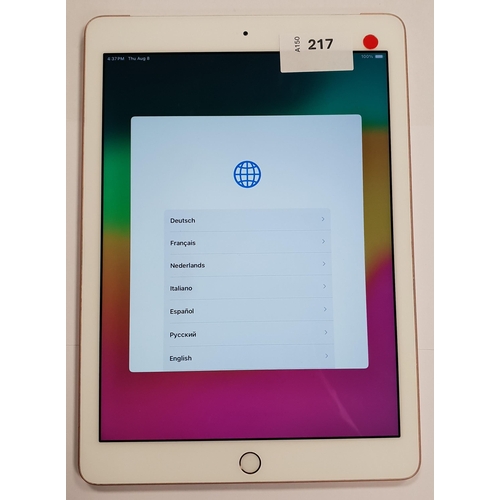 217 - APPLE IPAD 6th GENERATION - A1954 - WIFI & CELLULAR 
serial number F9FWR0L0JMXJ; IMEI 35303809265804... 