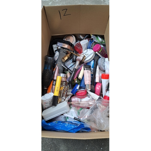 12 - ONE BOX OF TOILETRIES AND COSMETICS
including Clinique, Givenchy, Rimmel, L'Oreal, No.7, Maybelline,... 