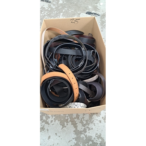 25 - ONE BOX OF LADIES AND GENTS BELTS