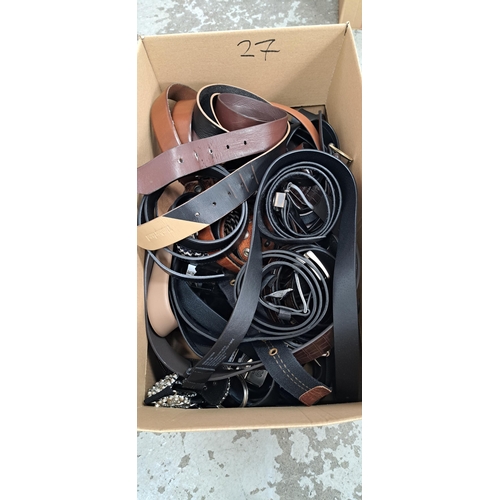 27 - ONE BOX OF LADIES AND GENTS BELTS