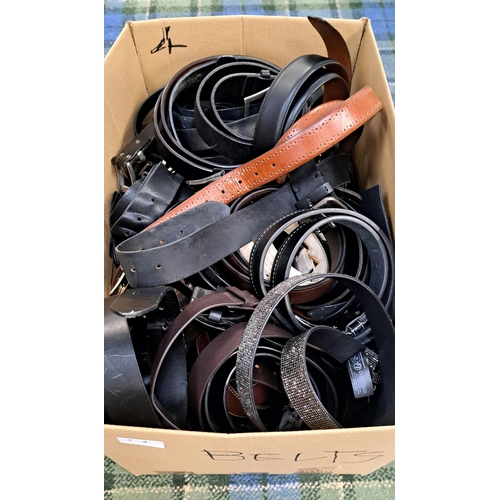 4 - ONE BOX OF LADIES AND GENTS BELTS