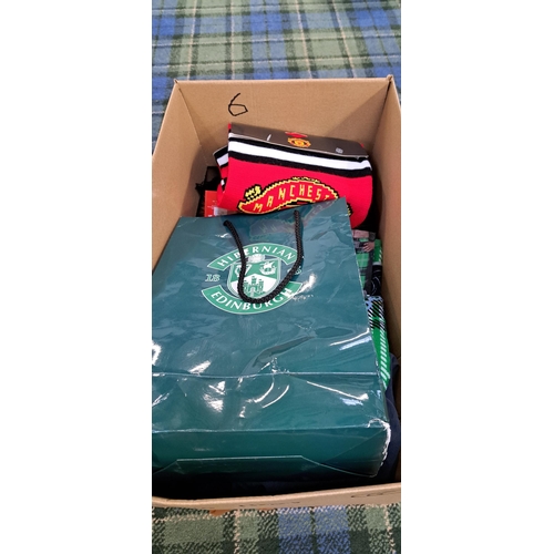 6 - ONE BOX OF NEW ITEMS
including Hibernian Football Club merchandise, Manchester United football club ... 