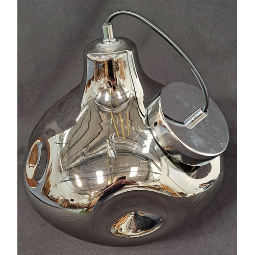 557 - PAGAZZI GLASS CEILING LAMP
with chrome fittings and dimpled effect on teardrop shaped shade, 58cm fr... 