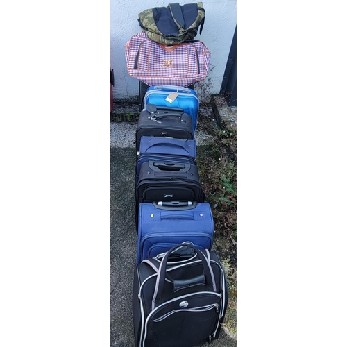 1 - SELECTION OF EIGHT SUITCASES, ONE RUCKSACK AND ONE HOLDALL 
including: IT Luggage, Members, Slazenge... 