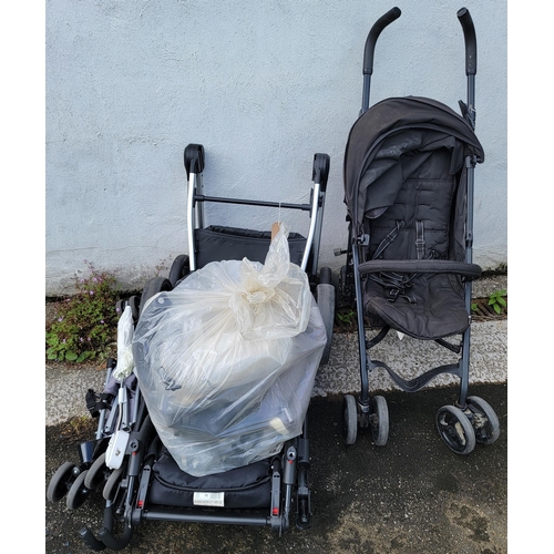 62 - SELECTION OF FOUR PRAMS / BUGGIES AND ONE BAG OF ACCESSORIES 
including: Baby, Elegance Venicci, Joi