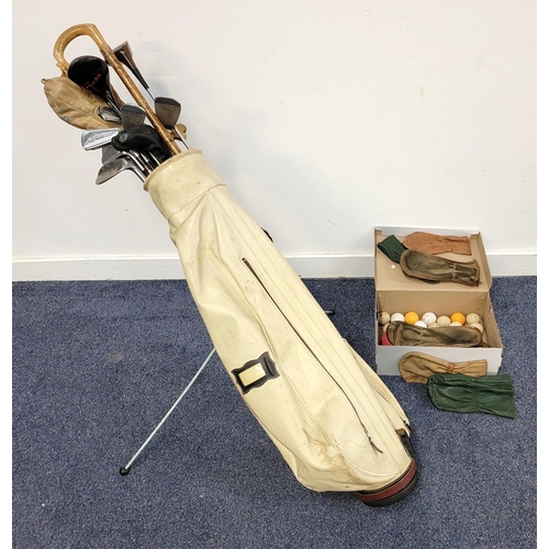 432 - VINTAGE SET OF GOLD CLUBS IN BAG
including Douglas swing Balanced, John Letters, and a shepherds cro... 