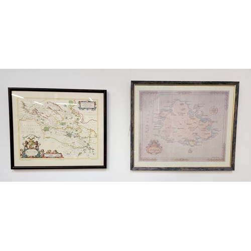 507 - MAP OF STERLINGSHIRE
after Johan Blaue Atlas Novus 1654 glazed and framed 54 x 66cm, and a print of ... 