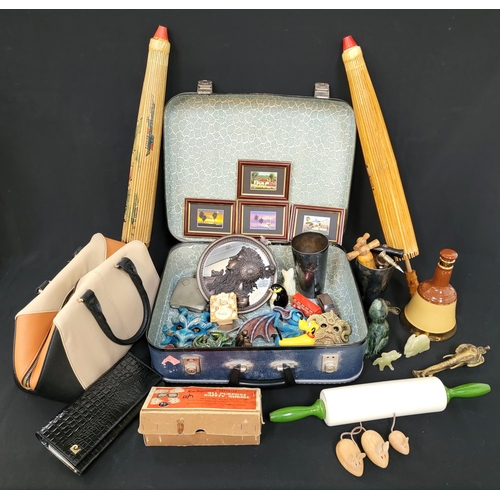 323 - INTERESTING SELECTION OF COLLECTABLES
including a 'Nutbrown' ceramic rolling pin, a crocodile skin p... 