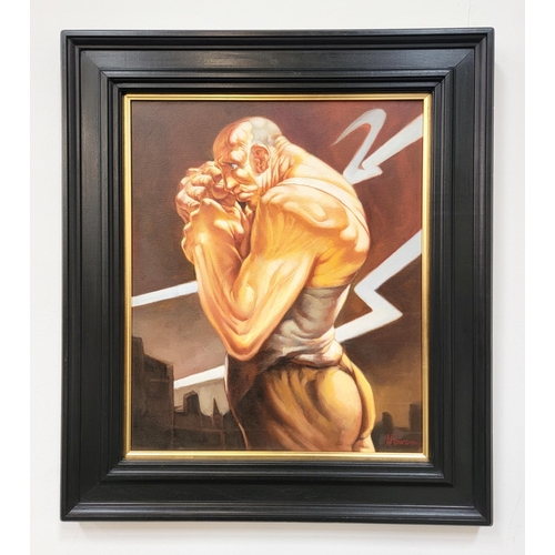 513 - PETER HOWSON OBE (SCOTTISH b. 1958)
Gomer, oil on canvas, signed, framed, canvas size 61.2cm x 51.5c... 