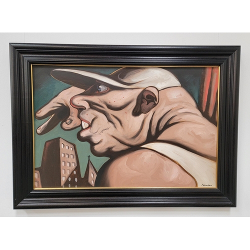 514 - PETER HOWSON OBE (SCOTTISH b. 1958)
Man with Baseball Cap, oil on canvas, signed, framed, canvas siz... 