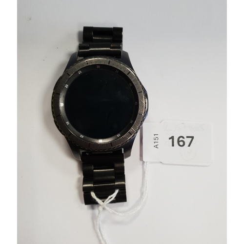 SAMSUNG GEAR S3 FRONTIER WATCH
model SM-R760; serial number - RSA5400E0DN, wiped.
Note: It is the buyer's responsibility to make all necessary checks prior to bidding to establish if the device is blacklisted/ blocked/ reported lost. Any checks made by Mulberry Bank Auctions will be detailed in the description. Please Note - No refunds will be given if a unit is sold and is subsequently discovered to be blacklisted or blocked etc.