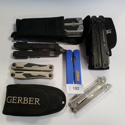 192 - SEVEN VARIOUS MULTI-TOOLS
including three by Gerber and one by SOG
Note: You must be over the age of... 